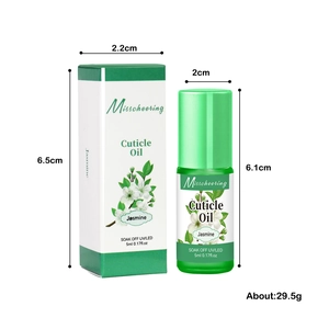 5ml jasmine scented cuticle oil for nail care with protective packaging box on white background