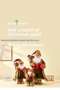 Detailed view of three Santa Claus figurines in red and green plaid coats for Christmas