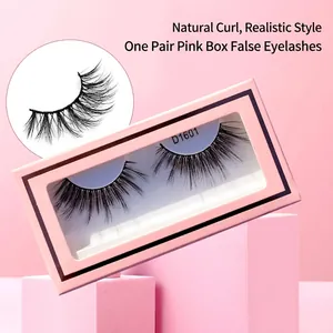 3D Multilayer False Eyelashes Synthetic Fiber Thick Curly Cross Handmade Reusable Natural Look Makeup With Pink Box