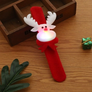 Luminous Santa Claus slap bracelet in red velvet with LED lights for Christmas decor
