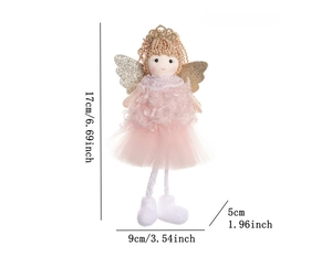 Detailed size specifications of pink angel Christmas tree pendant, weight approx 11g