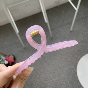 Pink translucent matte hair claw clip 11cm large shark hair clip for women hair styling