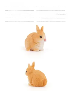 Detail view of miniature brown rabbit model for farm animal sets measuring 2.2x1.5x2.2cm