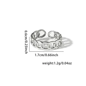 Technisches Diagramm der Breite und Dicke des verstellbaren Rings aus Edelstahl