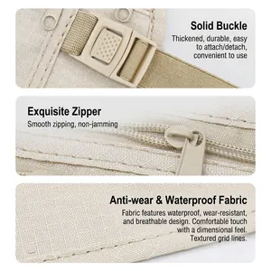 Sac ceinture de sport kaki avec boucle durable, fermeture éclair fluide et tissu imperméable