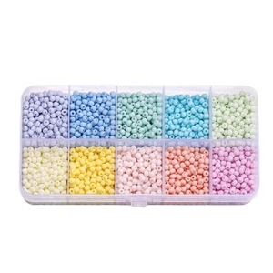 Colorful 10-compartment glass seed bead set in macaron tones for DIY jewelry making