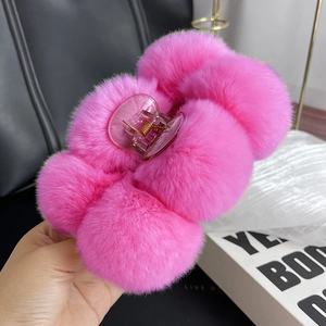 Plush Hair Claw Clip Faux Fur Fluffy Ball Large Strong Hold Hair Catch Autumn Winter Elegant Headwear For Women Girls