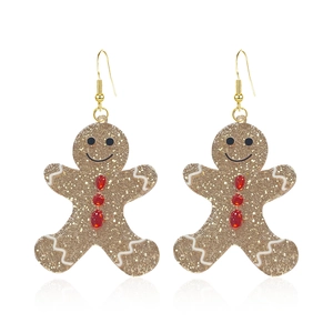 Gingerbread Man Christmas Earrings Acrylic Glitter Festive Holiday Party Jewelry Novelty For Women Girls