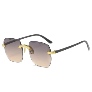Chic rimless square sunglasses with gradient lenses and wave-cut edges for women