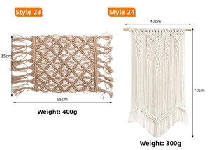 Detailed size and weight specs for boho handmade woven wall hangings with fringe