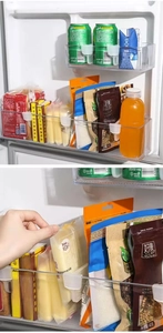 Adjustable transparent fridge organizer divider clip for sorting bottles on side door shelf