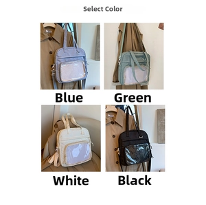 Selection of four colors for the large canvas tote bag with transparent display windows