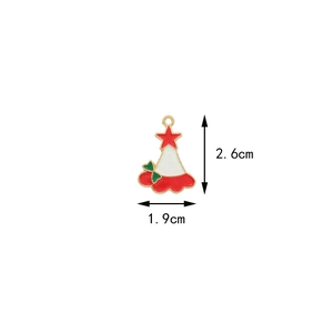 Christmas tree enamel pendant with red and green detailing measuring 2.6cm by 1.9cm