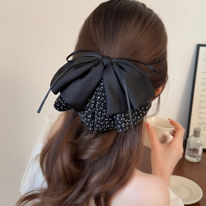 Elegant leopard floral bow hair claw clip for women back view hairstyle accessory