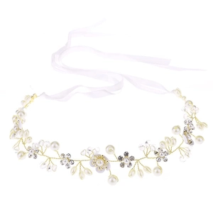 Serre-tête fleuri fait main avec perles et cristaux pour demoiselle d'honneur
