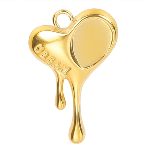 Golden heart-shaped Dream pendant with a unique melted drop design in stainless steel
