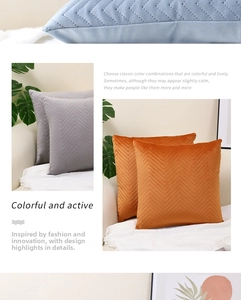 Detail of embossed velvet pillowcase with V-shaped wave pattern in Nordic style decor