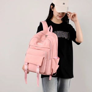 Zaino grande rosa per studenti con tasche multiple per computer e per uso quotidiano