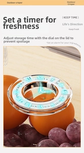 Close-up of portable lunch box lid featuring a functional date and time tracking dial
