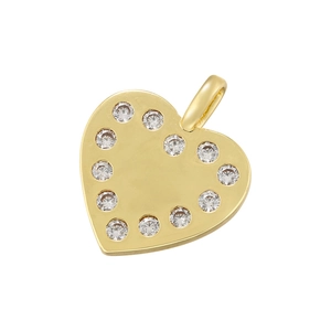 Macro shot of gold heart pendant featuring sparkling pave-set round cubic zirconia stones