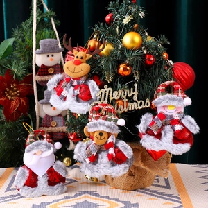 Charming plush Christmas tree ornaments featuring Santa, reindeer, snowman and bear