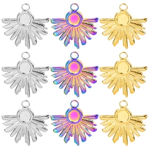 Sun Pendant Stainless Steel Gold Plated Jewelry Charms For DIY Necklace Making Sunburst Starburst Accessories Women