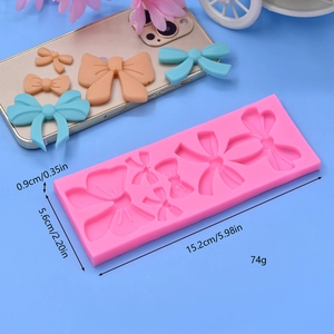 Rosa Silikonform mit 5 Schleifenstilen für Fondant und Tortendekoration, 15,2 cm Länge