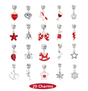 Detailed close-up of 20pcs DIY alloy charms featuring hearts and unicorn designs
