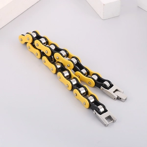 Men's hip hop bike chain bracelet in yellow, black, and silver stainless steel style