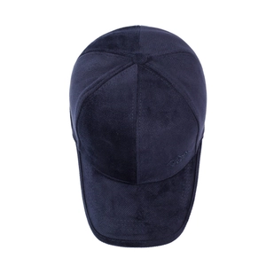 Men's navy corduroy baseball cap with fleece lining and premium mountain embroidery
