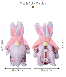 Easter gnome plush size guide showing 20cm height and 12cm width dimensions