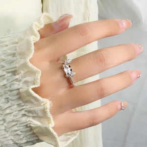 Marine Animal Crab Ring Copper With Clear Zircon Sparkling Micro Pave Adjustable Open Cuff Finger Jewelry For Women