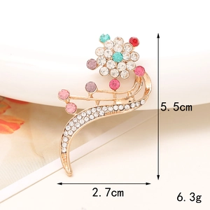 Macro detail of leaf-shaped jewelry accessory with colorful rhinestones and dimensions