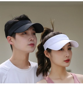 Dual view of black and white breathable sun visors for outdoor sports and sun protection