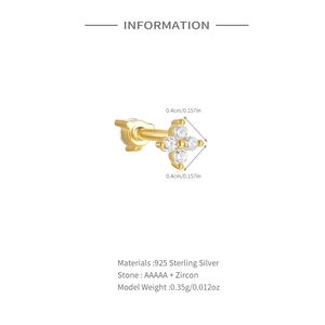 Specifications of S925 sterling silver flower stud earring with AAAAA cubic zirconia detail