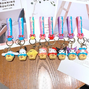 Cute Sanrio character ice cream cone keychain set featuring Hello Kitty and Kuromi