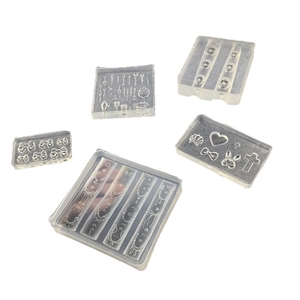 Transparent silicone mold set for DIY nail art with heart, bow, and jewelry shapes