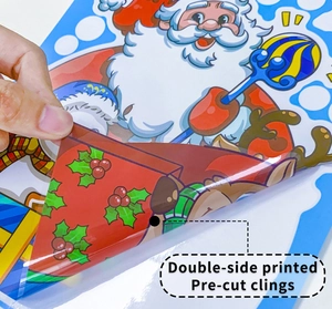 Detailansicht doppelseitig bedruckter Weihnachts-Fensterbilder mit vorgeschnittenem Design