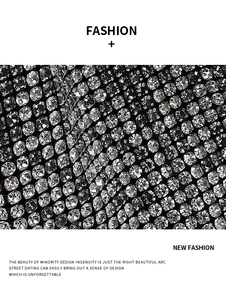 Macro view of glittering silver rhinestones on luxury evening bucket bag detail