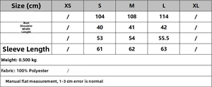 Size chart for women tweed jacket with bust and sleeve measurements in centimeters