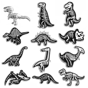 Enamel Pin Brooch Alloy Metal Dinosaur Skeleton Mythical Creature Dragon Phoenix Gothic Black Cat Badge For Clothing Bags