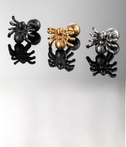 Set di orecchini a ragno in acciaio inox argento oro e nero con specifiche