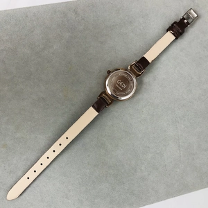 GEDI vintage brown leather watch for women with rose gold case and stainless steel back