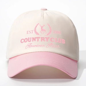 Close-up of vintage baseball cap featuring EST 1991 elk embroidery and contrast brim