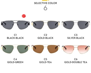 Collection of six classic aviator sunglasses featuring double-bridge metal frames and multi-color lenses