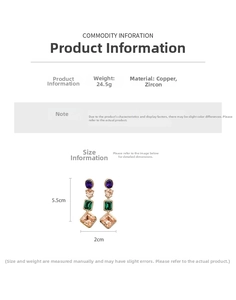 Detailed view of vintage geometric tassel earrings with zircon and 5.5cm length dimensions