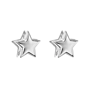 Pendientes de estrella en latón plateado minimalista con un acabado pulido de alto brillo