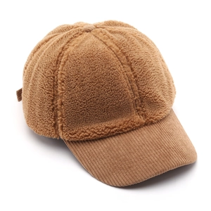 Casquette de baseball en polaire camel avec visière en velours côtelé pour l'automne