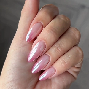 Almond Shape Press On Nails Gradient Rose Red Chrome Electroplated Artificial False Nails Plastic DIY Manicure