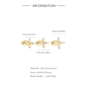 Detailed comparison of S925 silver flower earrings in 0.4cm, 0.5cm, and 0.6cm sizes